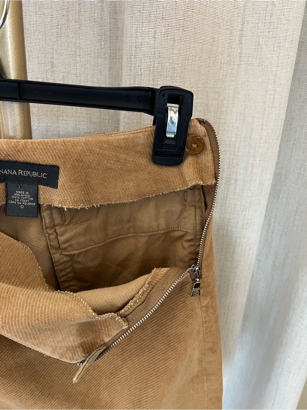 Banana Republic Size 0 Camel Corduroy Mini Skirt 100% Cotton Fall - Picture 5 of 8